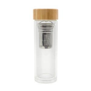 Dwuścienna butelka z zaparzaczem Helen 400 ml, transparentny R08210.00