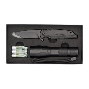 Zestaw nóż z latarką Mezus, czarny R17569.02