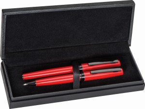 Zestaw piśmienny metalowy, kolor czerwony