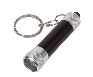 Brelok z latarką LED, FLARE, srebrny/czarny